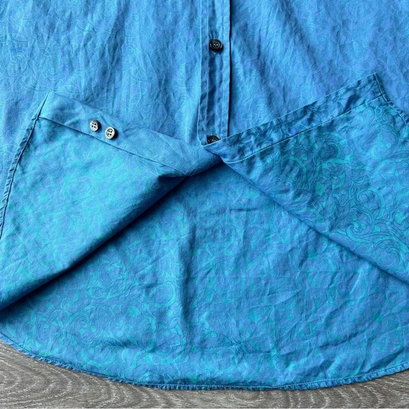 Versace Collection Blue Paisley Pattern Slim Fit Button Down  Shirt - Picture 13 of 15